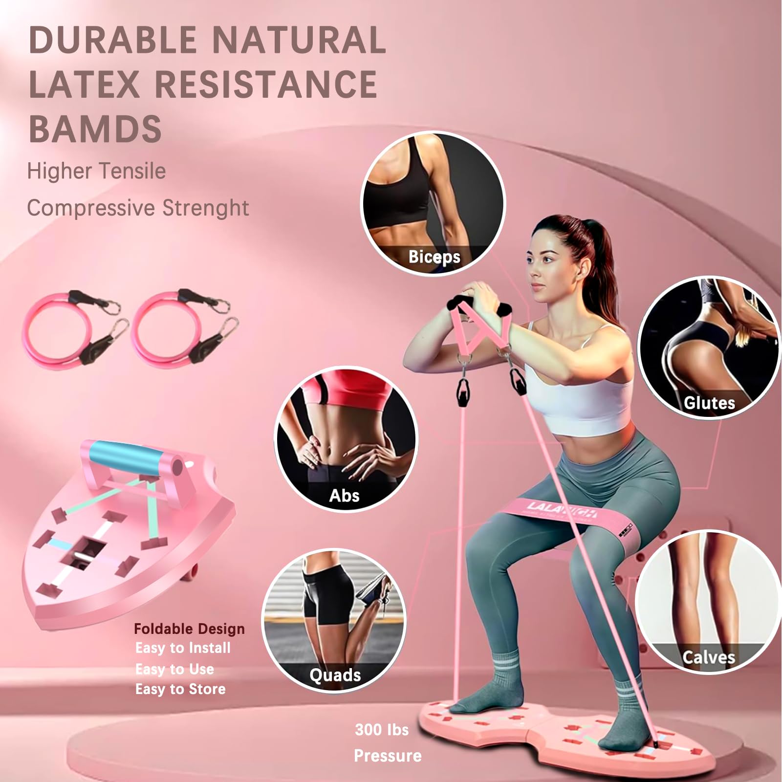 LALAHIGH Home Gym Equipment, Upgraded Push Up Board, 32 in 1 Home Workout Set with Foldable Push Up Bar, Resistance Bands, Core Sliders for Body