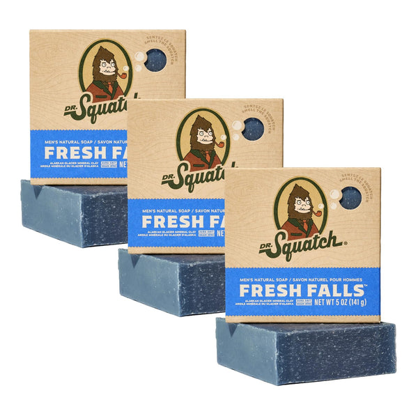Dr. Squatch All Natural Soap Bar for Men, 3 Pack - Fresh Falls