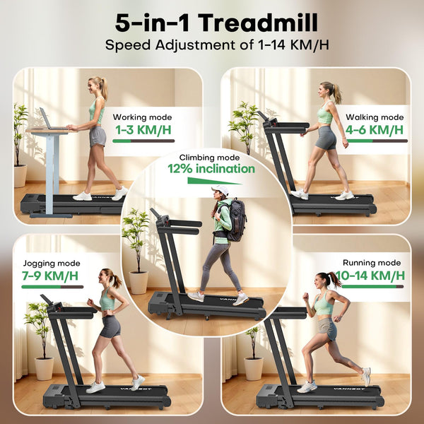 VANNECT Upgraded Walking Pad with 9/12% Incline, 1-10KM/H＆1-14KM/H Under Desk Treadmill, 2.75HP/3.0HP Quiet Jogging Running Walking Pad Treadmill with 330LBS & 400LBS Capacity, Magnetic Remote Control