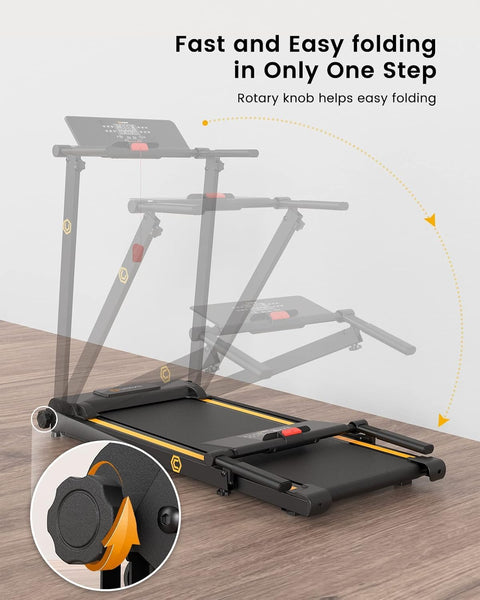 UREVO Treadmills for Home Foldable with 12 HIIT Modes, 1-10 KM/H Walking Pad Running Machine, Compact Portable Folding Treadmill with LCD Display, Full Exercise - Aerobic and Anaerobic Balance