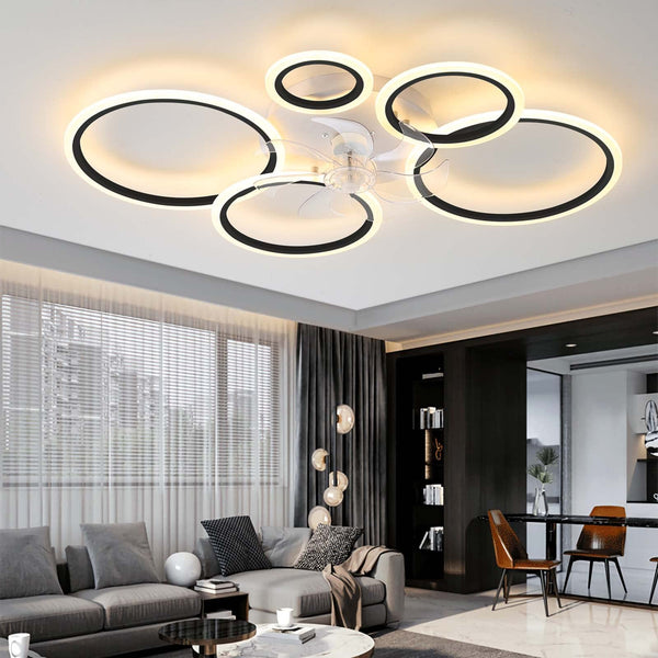 YUNZI Modern Ceiling Fan with Lamp with Remote Control LED 72W Dimmable Fan Ceiling Light Ceiling Fan Lighting for Living Room Bedroom Kitchen, 6