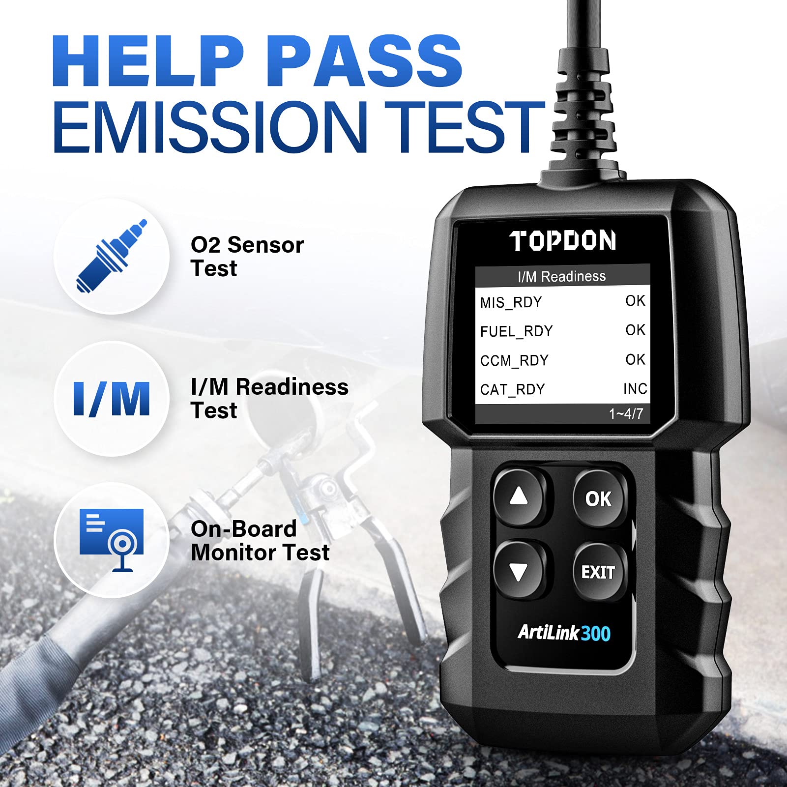 TOPDON CarPal-A OBD2 Code Reader Bluetooth, All System OBD2 Scanner for iOS & Android, Vehicle Health Check, 6 Maintenance Services, Smog Check, Repair Guide, 1 Year Free Update
