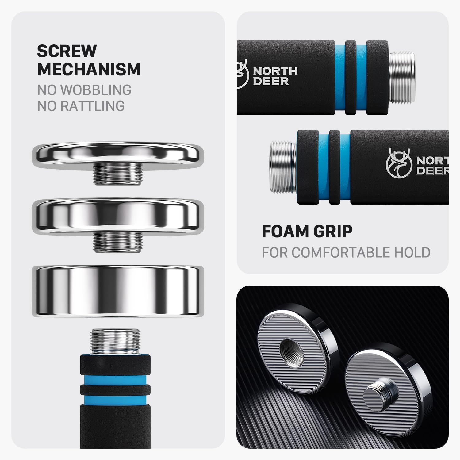 Northdeer Dumbbells Set Adjustable 5kg Pair (2.5kg/3.5kg/4kg/5kg) Ultracompact Chrome Dumbbell Set with Foam Handles Home Gym Workout (2?5kg)