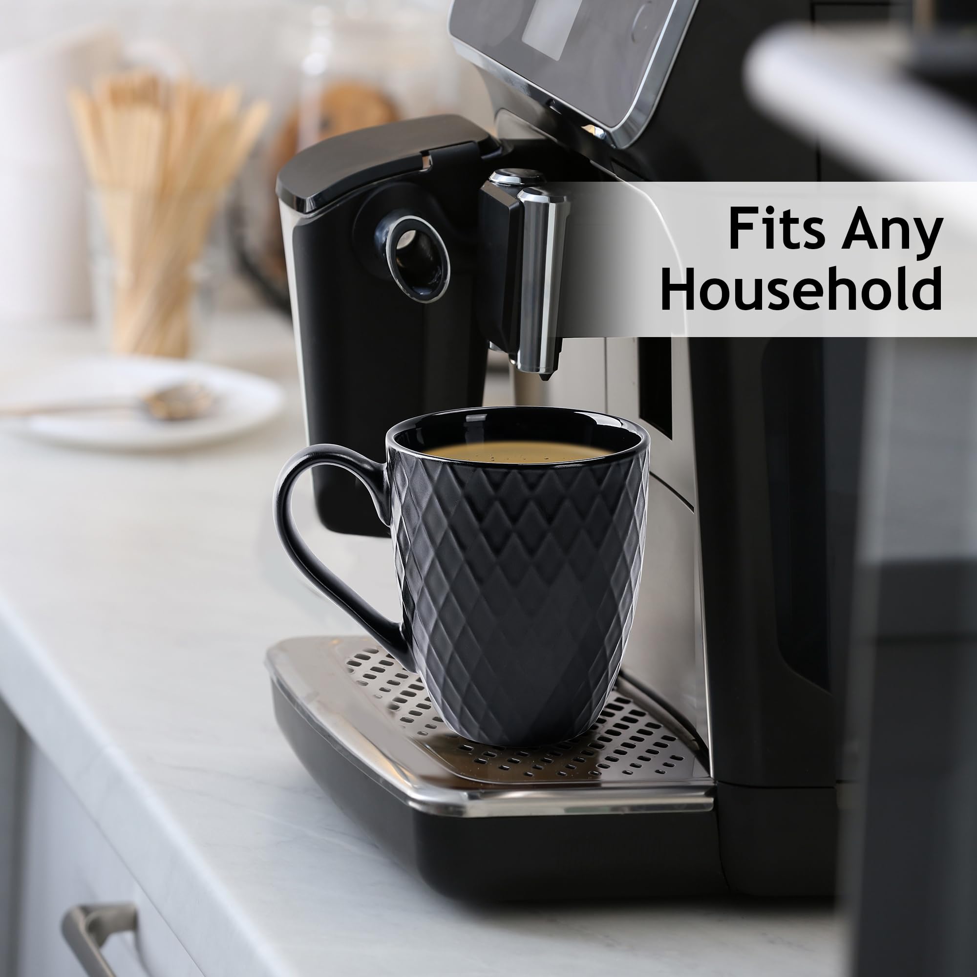 MIAMIO  6 x 400 ml  Coffee Mug Set/Mug - Modern Ceramic Mug Matt - Coffee Mug Large - Palmanova Collection (Black)