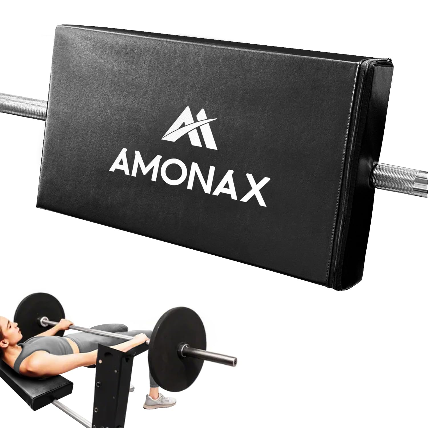 Amonax Hip Thrust Bench Back Pad, Extra Thick Foam Padding for Barbell Back Support, Home Gym Equipment Attachment for Hip Thrust, Protective Cushion