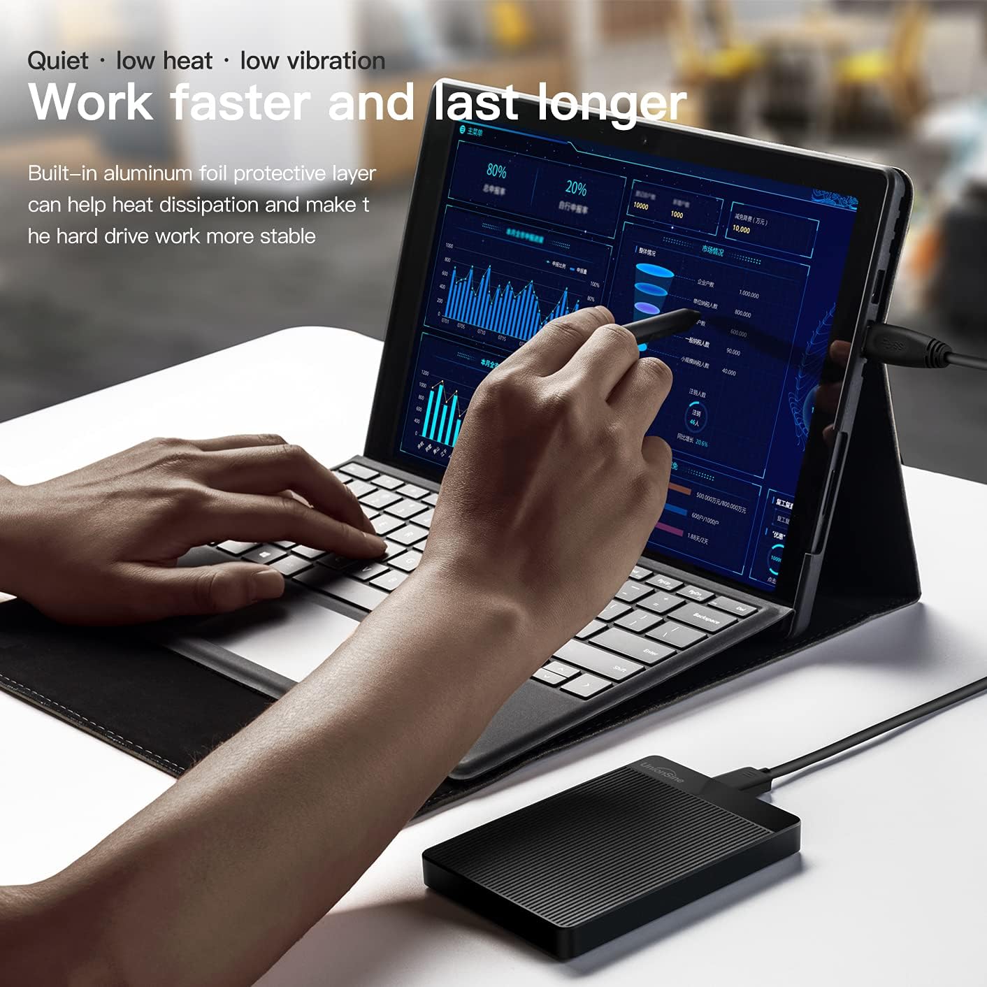 UnionSine HD2510 500GB USB 3.0 Ultra Slim Portable External Hard Drive HDD Compatible with PC, Mac, Laptop, Xbox, Xbox One, PS4 (Black)