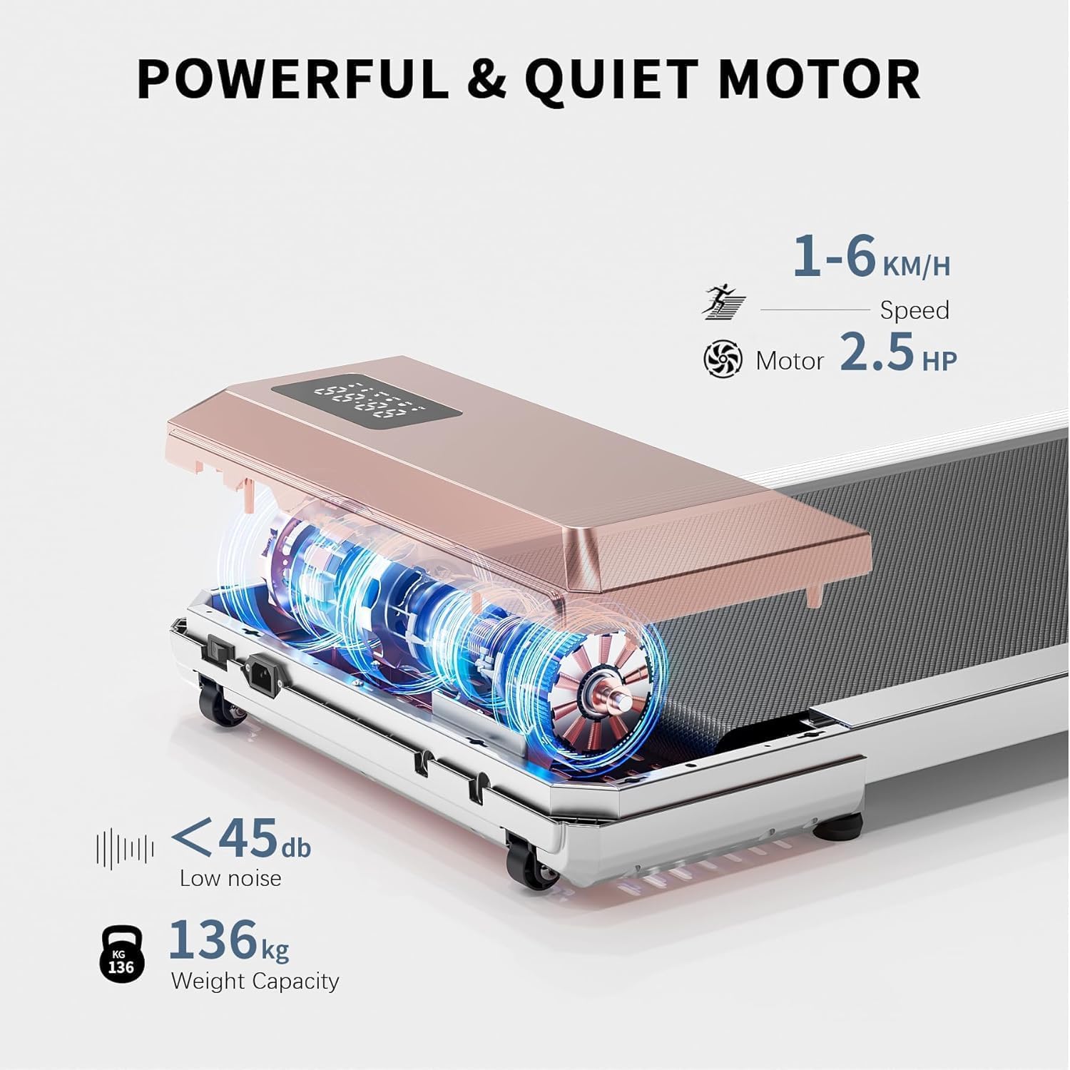 Superun Walking Pad Raceable 6% Incline 2.5HP Under Desk Treadmill 136KG Capacity MAX 110CM Foldable Treadmill APP Control Portable Walking Machine for Home with Training Courses & Multi-Runner Races