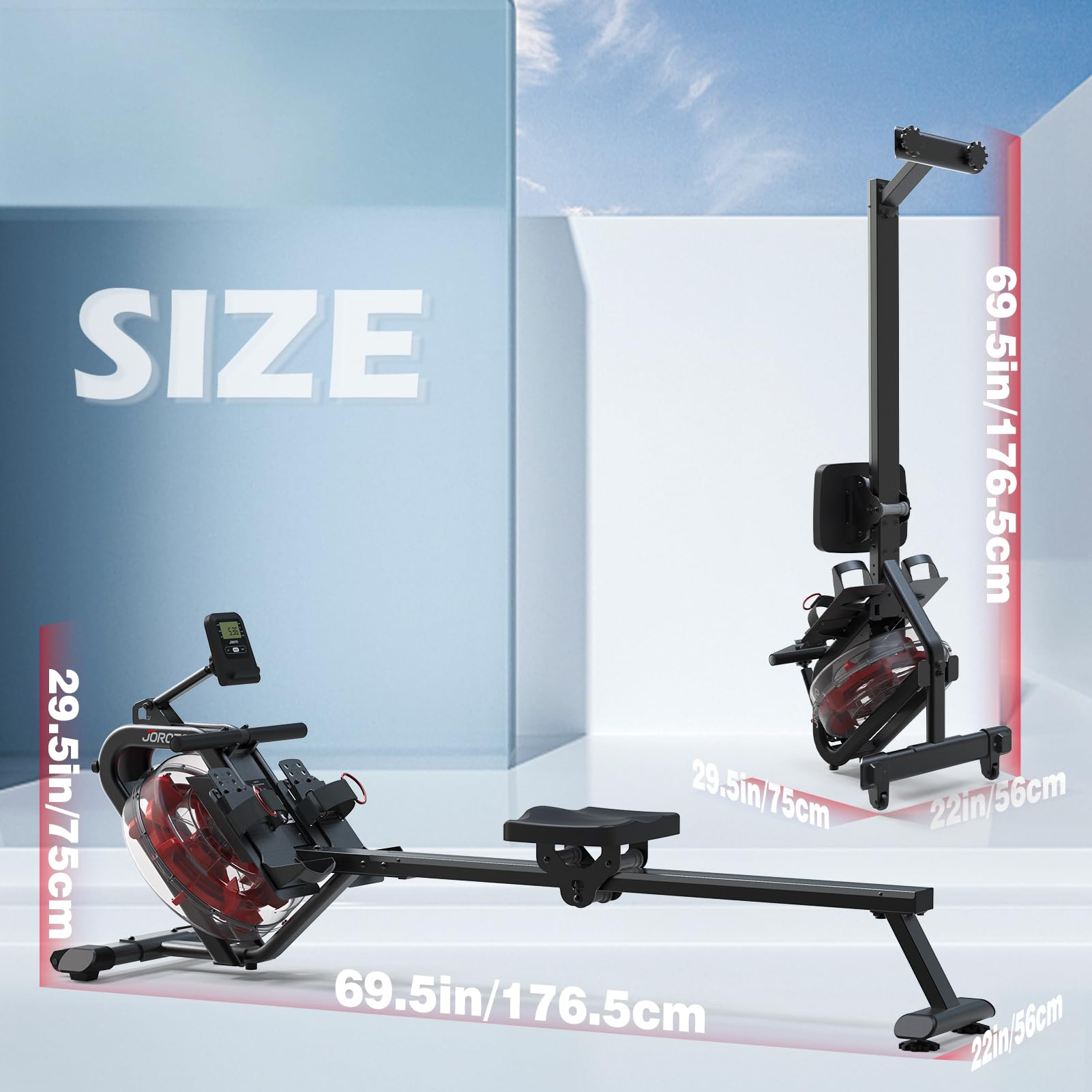 JOROTO MR23 Rowing Machines for Home Gym Foldable Rower Machine 300 LBS Weight Capacity with Bluetooth Function, Ipad Holder