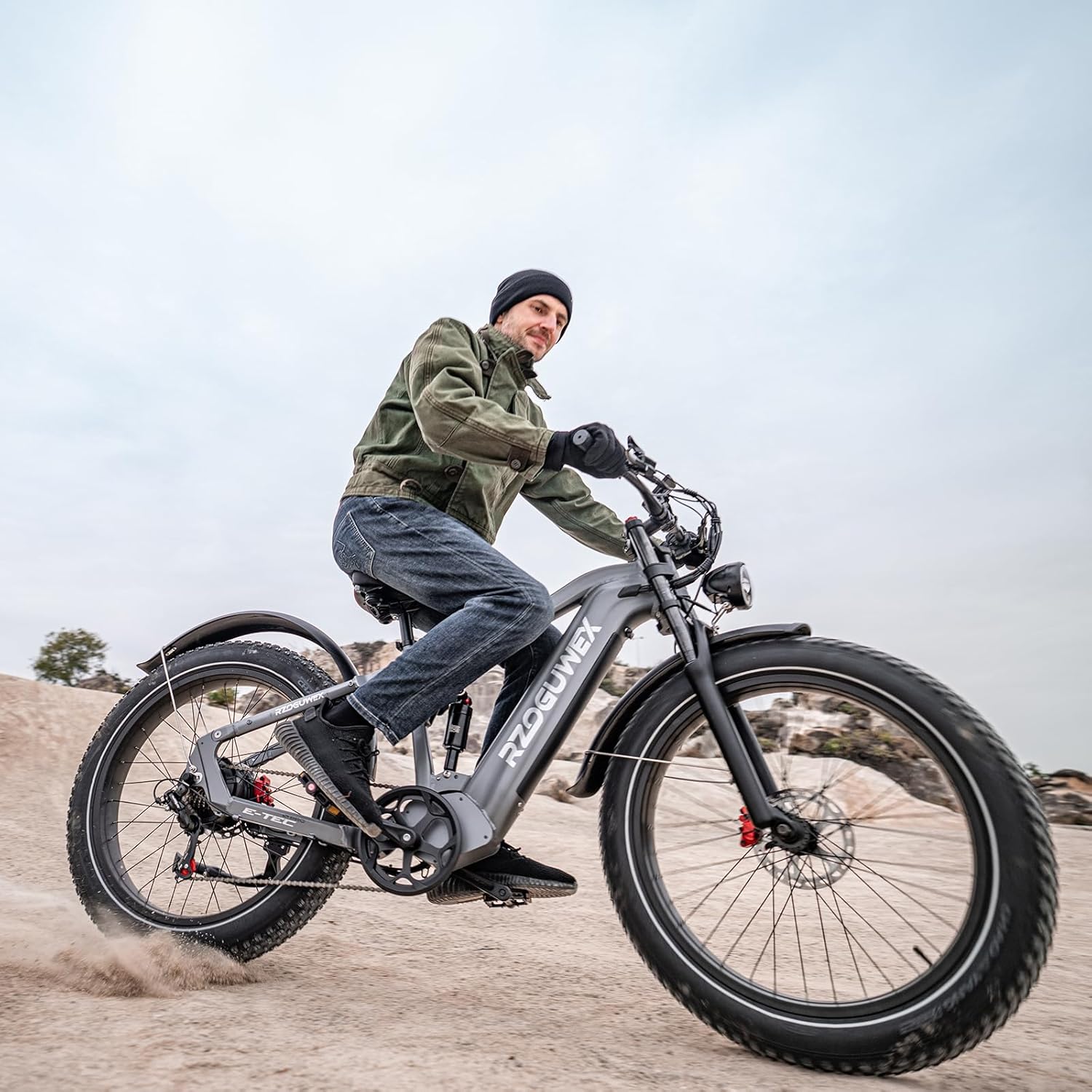 RZOGUWEX Electric Bicycle，26 Inch Off-Road EBIKE for Adults with 48V 25AH Detachable Lithium Ion Battery, 7 Speed with Dual Shock Absorbers and Dual Hydraulic Disc Brake(Black)