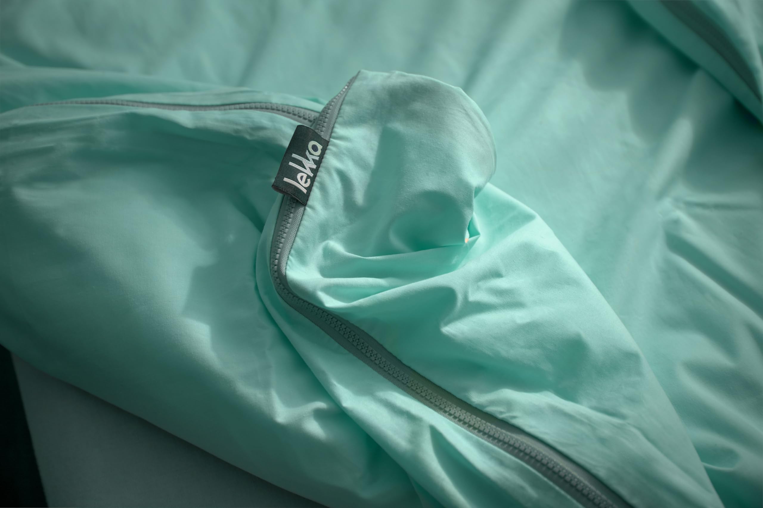 lekka EASY-CHANGE & EASY-IRON, ZIP-AROUND Duvet Cover Set for Double Size Bed (Duck Egg) (Blue, Green, Teal, Aqua, Mint, Sage, Turquoise)