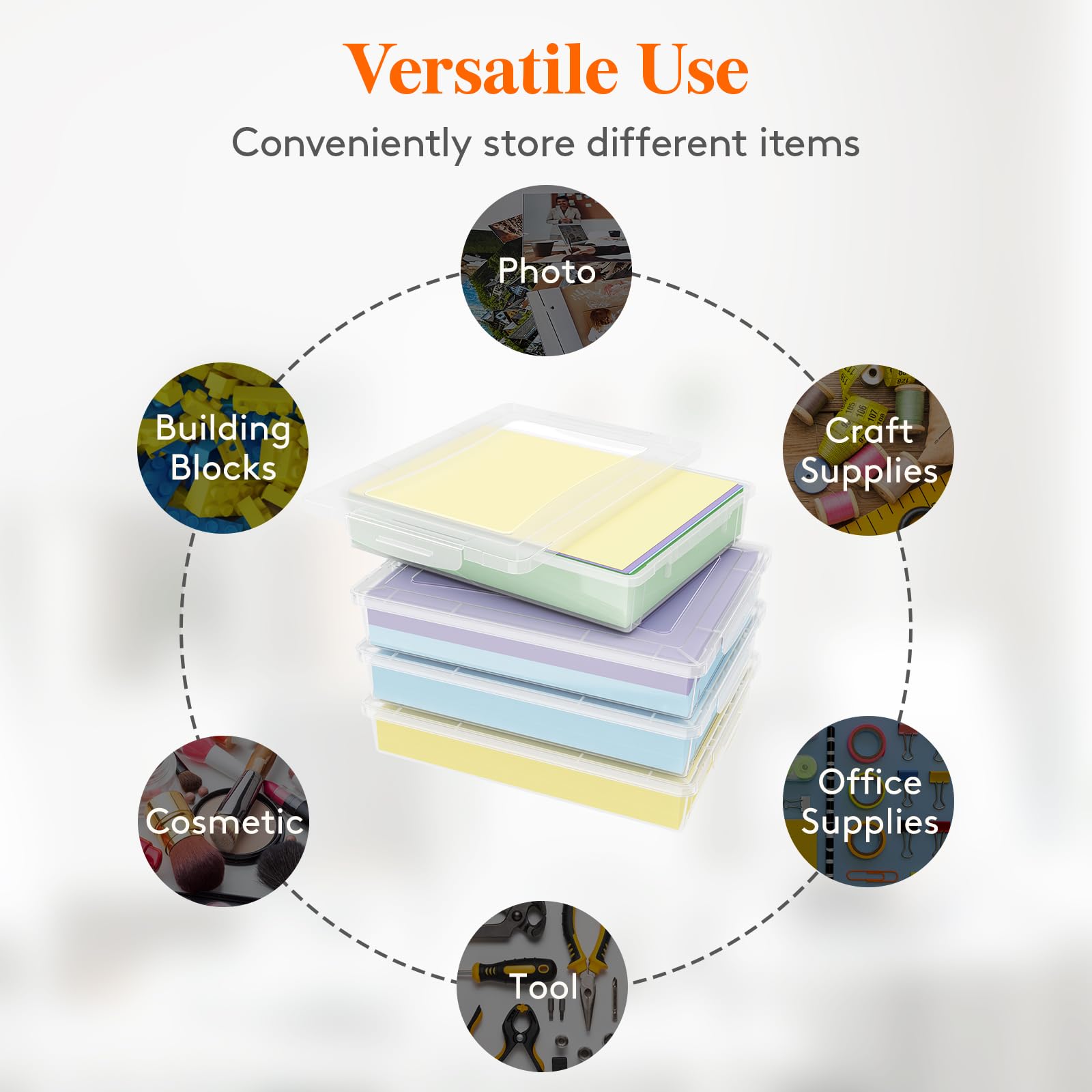 Lifewit 6 Pack Plastic Multi-Purpose Storage Box with Latching Lids, Clear A4 Paper Storage, Classroom Organization, Storage Containers for Board