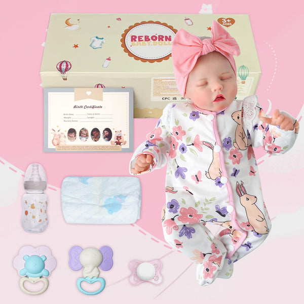 JIZHI Reborn dolls Age 3+ - 17-Inch Handmade Realistic Baby Dolls Soft Cloth Body with Toy Accessories, Reborn Baby Dolls Like a Lifelike Baby(Sleeping baby)