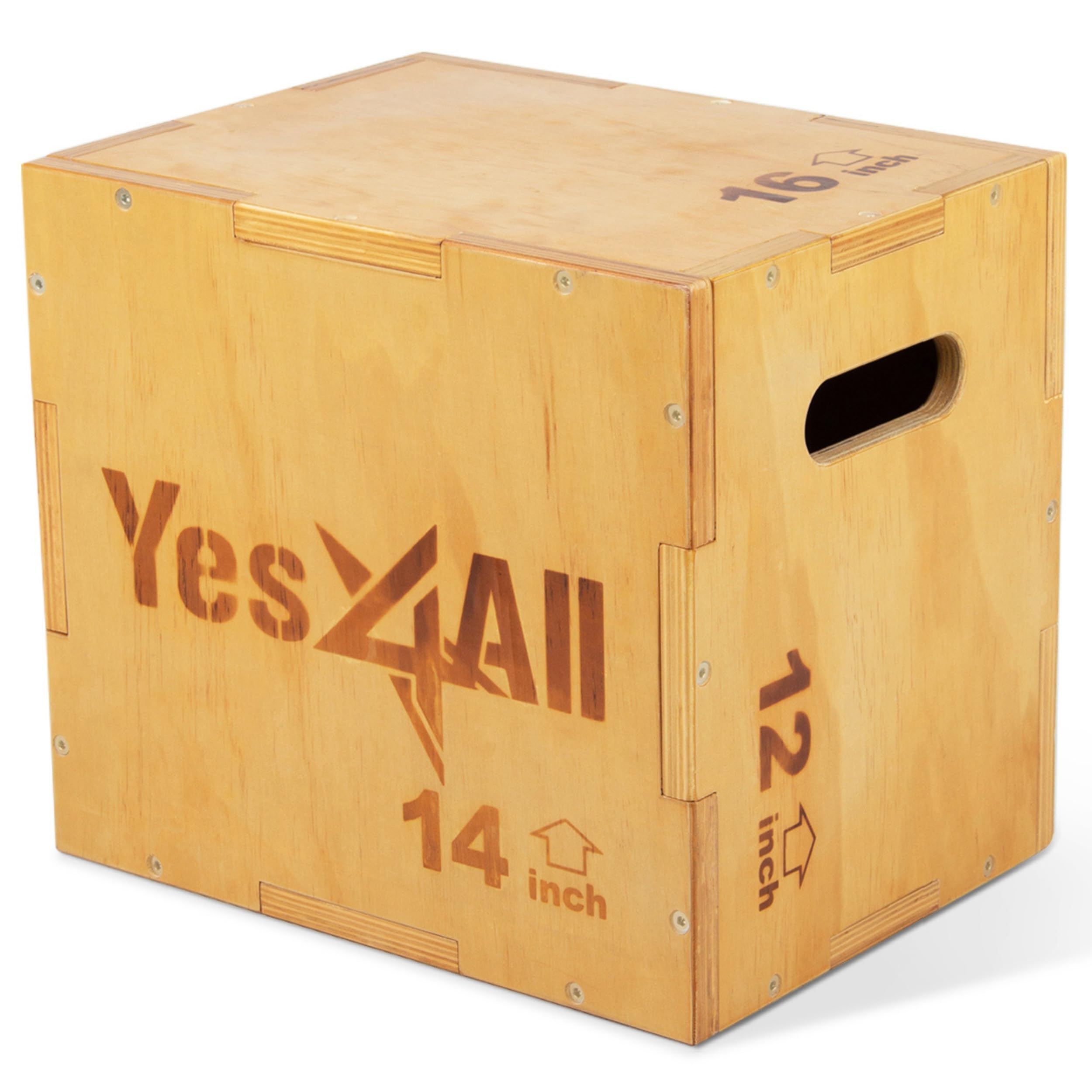 Yes4All Jumping Trainers Plyx Yes4All Wood Plyo Box Wooden Plyo Box for Exercise CrossFit Training MMA Plyometric Agility 3, A. Wood Basic, 40.6 x
