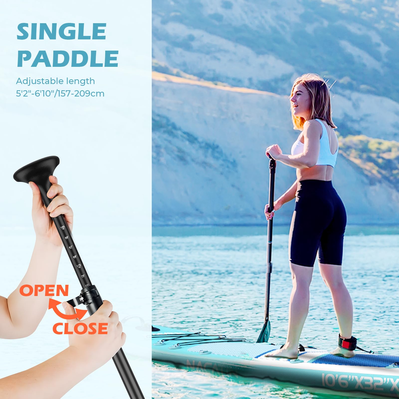 Paddle Boards for Adults, NACATIN Inflatable Stand Up Paddle Board with 10'6" SUP Paddleboard, Adjustable Paddle, Pump, Backpack, Dry Bag, Ideal for All Skill Levels (Optional Kayak Seat Available)