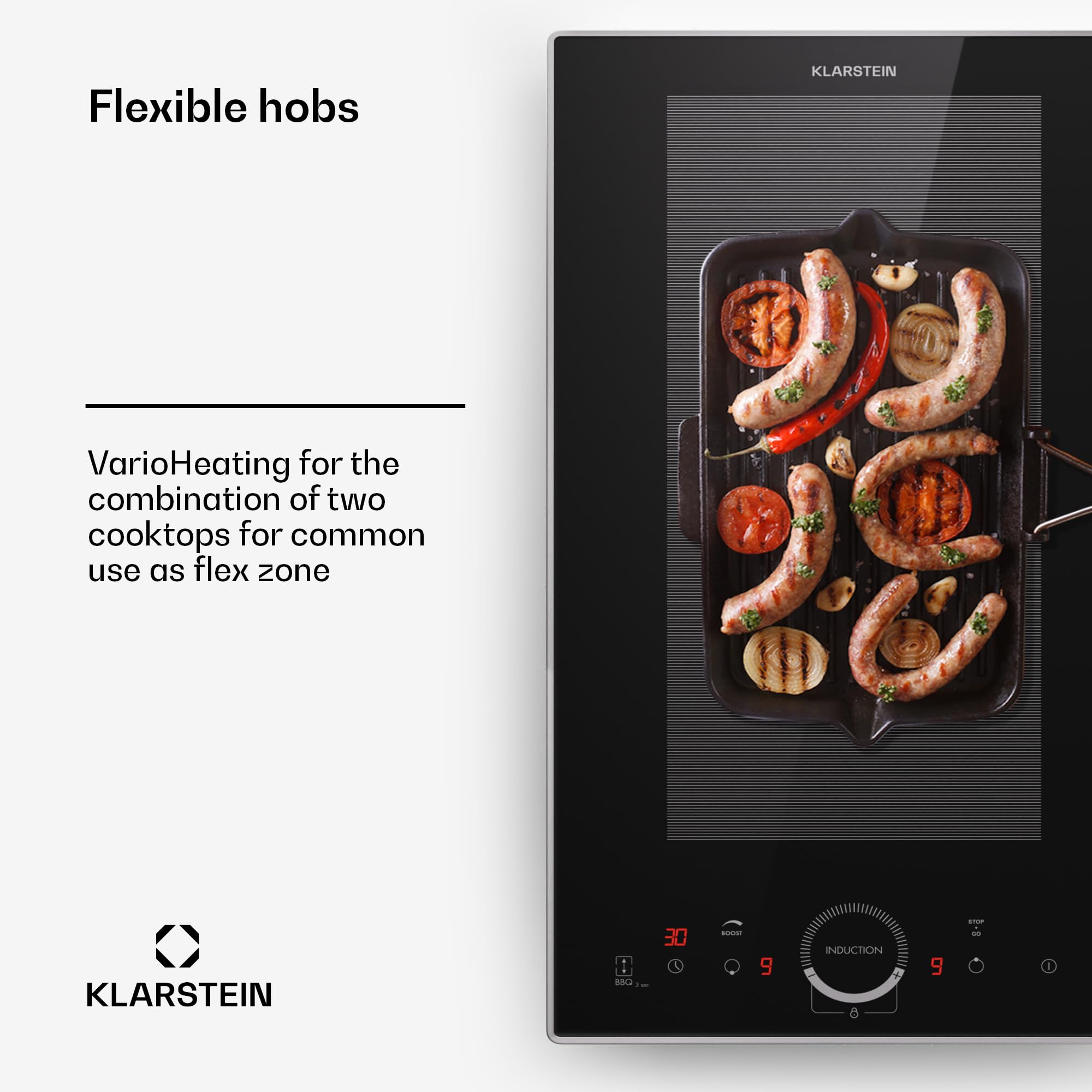 Klarstein Induction Hob, 7000W Electric Hobs Induction Cooker, 4 Ring Electric Pan Hob, Built-In Table Top Cookers w/ 4 Hobs, Touch Control, Inductions Heater Cooktops, Hot Plates for Cooking