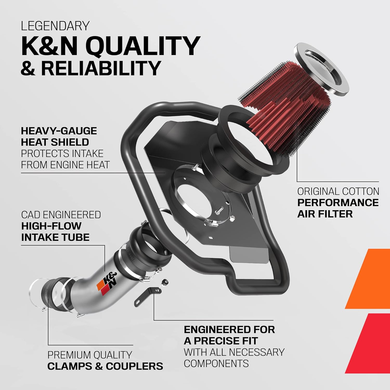 K&N Cold Air Intake Kit: High Performance, Increase Horsepower: Compatible with 2006-2008 HONDA (Ridgeline) 77-3515KP