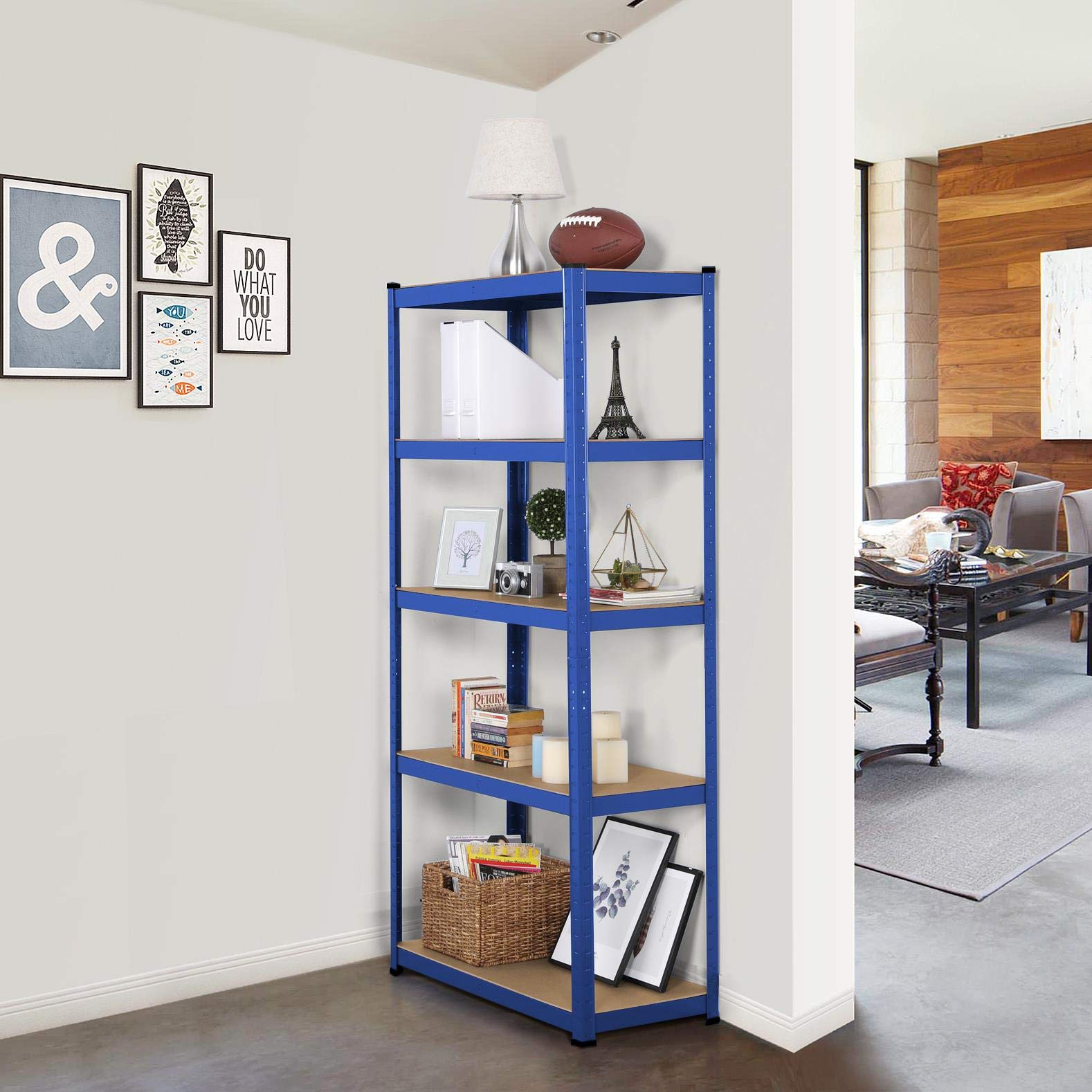 Yaheetech Garage Shelving Units - 5 Tier Heavy Duty Rack for Storage Metal Utility Shelves,180cm x 90cm x 40cm,175KG Per Shelf,Blue