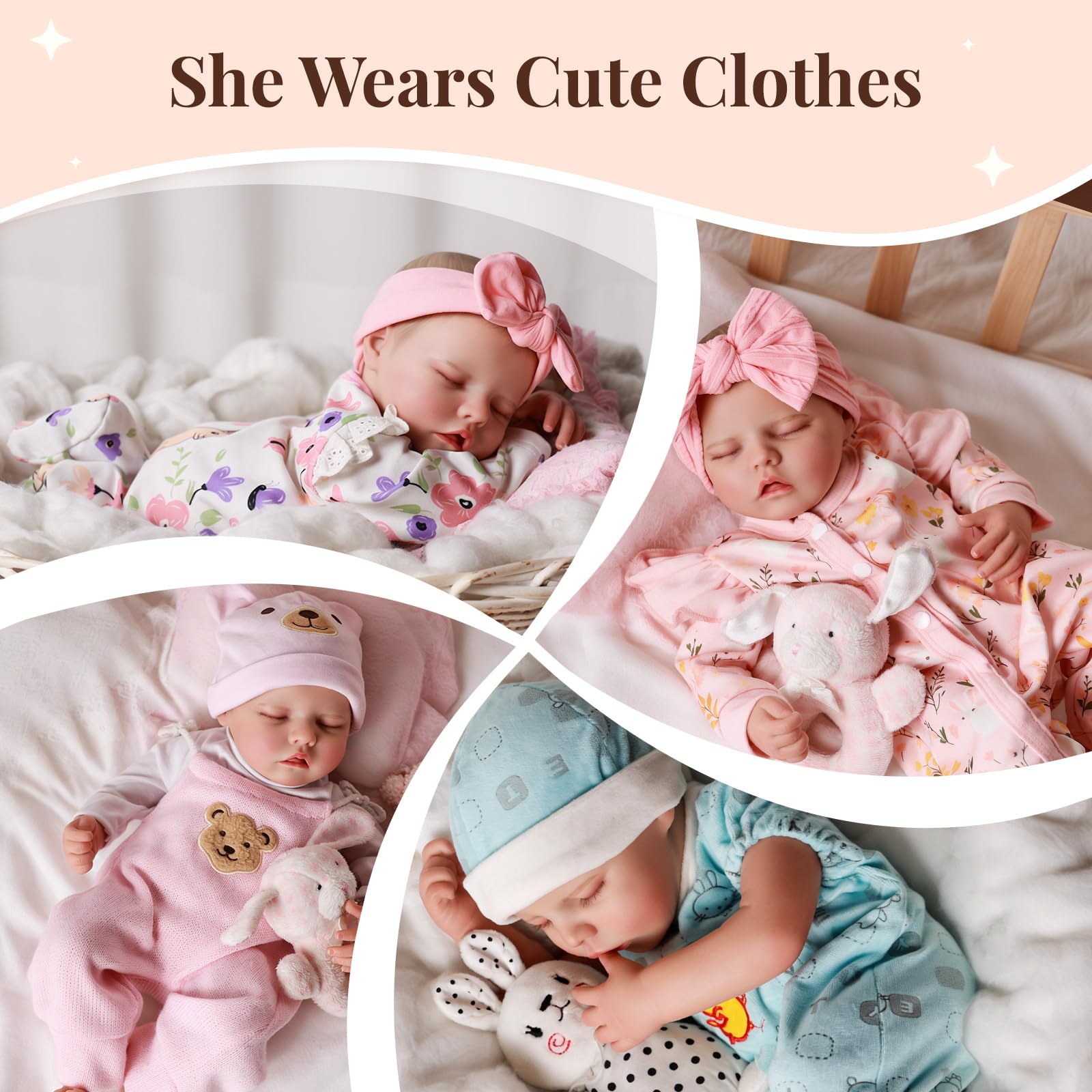 JIZHI Reborn dolls Age 3+ - 17-Inch Handmade Realistic Baby Dolls Soft Cloth Body with Toy Accessories, Reborn Baby Dolls Like a Lifelike Baby(Sleeping baby)