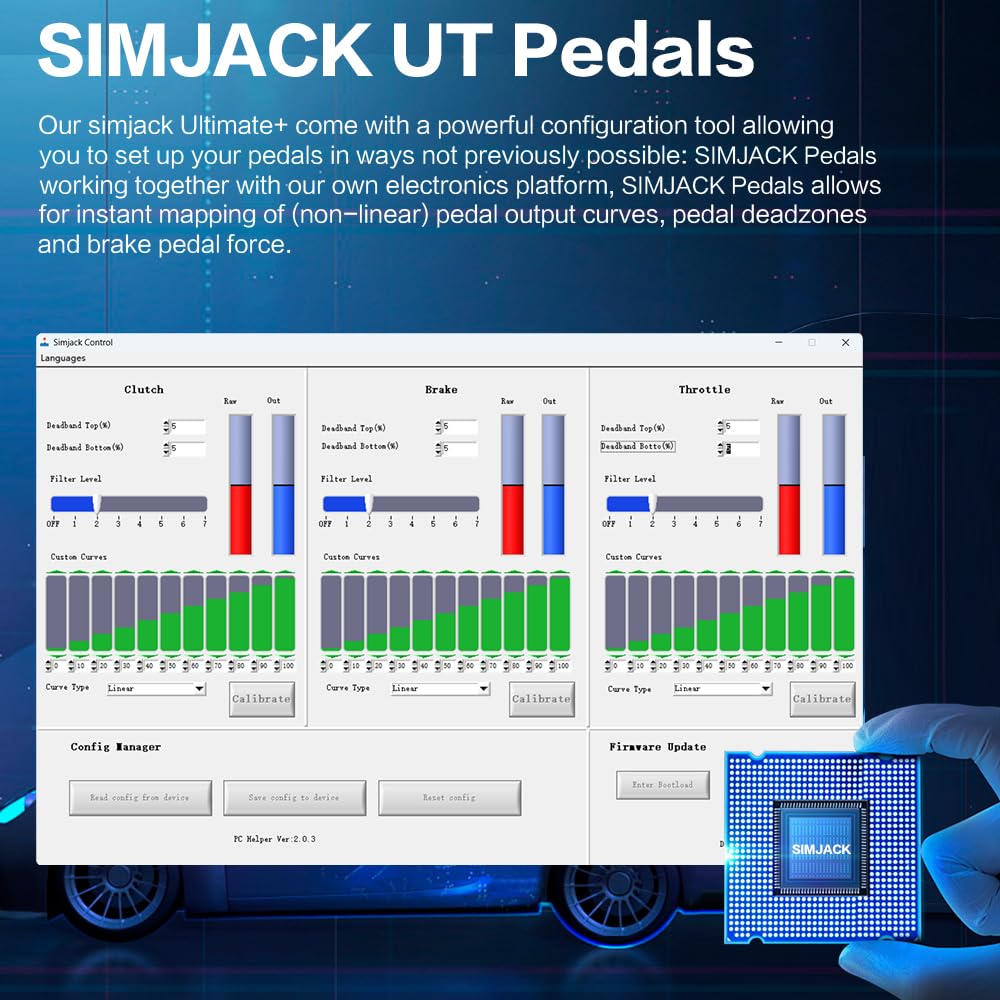 Simjack UT Sim Racing Pedals 200KG Load Cell Brake Pedal PC Racing Simulator Pedals Pressure Sensor HE Hydraulic Pedal (UT-P3-H3)