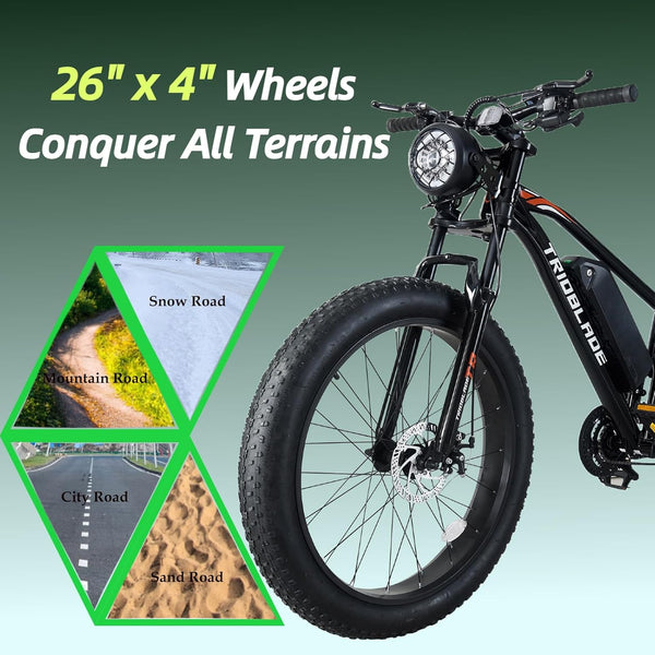 BSTSEL 26 inch Wheels Electric Bike Fat Tires for Adults with 36V 10.4Ah Removable Battery 21-Speed All-Terrain eBike, 250W Motor 25KM/H Electric Mountain Bike for Men Women, 4 Riding Modes