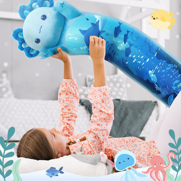 Mewaii 36in Long Cat Plush Pillows Stuffed Animals Squishy Pillows - Plushie Cute Kitty Sleeping Hugging Plush Pillow Soft Toys for Kids(Orange)