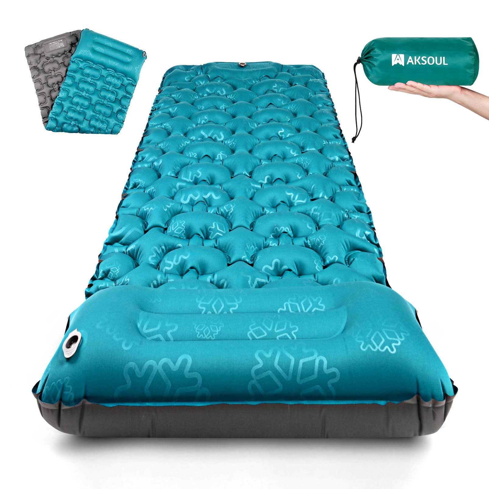 AKSOUL Self Inflating Sleeping Mat for Camping: 8-12CM Thickness Single Camp Mattress, Double Joinable Camping Inflatable Mat