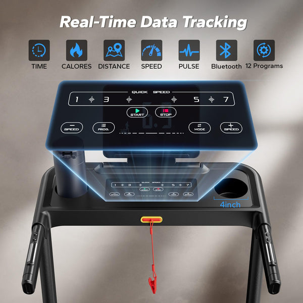 MERACH Foldable Treadmill with Incline, Treadmills for Home for Heavy People, 0.8-12 km/H Walking Pad Treadmill for Home & Office, Save Space, LED Display & Fitness App