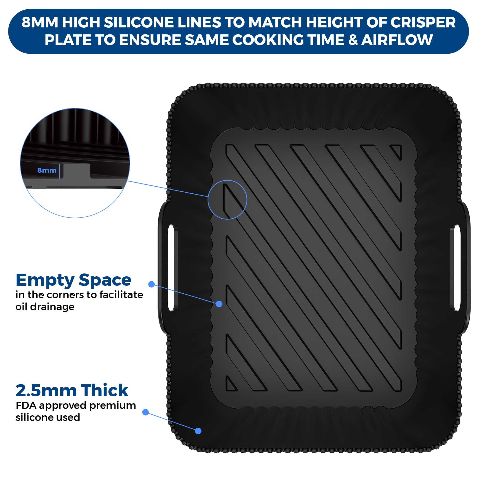 Premium Ninja AF400UK Accessories | 10 PCS Ninja AF400UK Accessories | 2.5mm Liner Thickness & 8mm high Silicone Lines on Base | Specially Designed