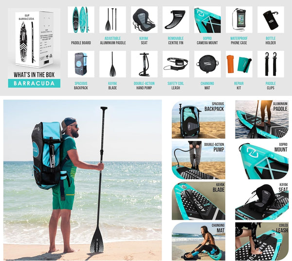 Aqua Spirit Barracuda ISUP/Kayak Inflatable Stand Up Paddle Board 2025 | 10'6x32”x6” | Complete Conversion Kit with Paddle, Backpack and more accessories | Adult Beginner/Expert