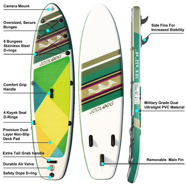 JOOLOOG Stand Up paddle Board, 15 cm Thick Inflatable Paddleboard with Kayak Seat for All Skill Levels 320x81x15cm