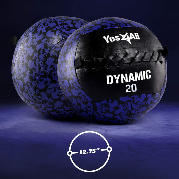 Yes4All B42T 9 kg Dynamic Wall Ball/Soft Medicine Ball, Wall Med Ball for Full Body Workout and Strength Exercise, Camuflaje azul marino