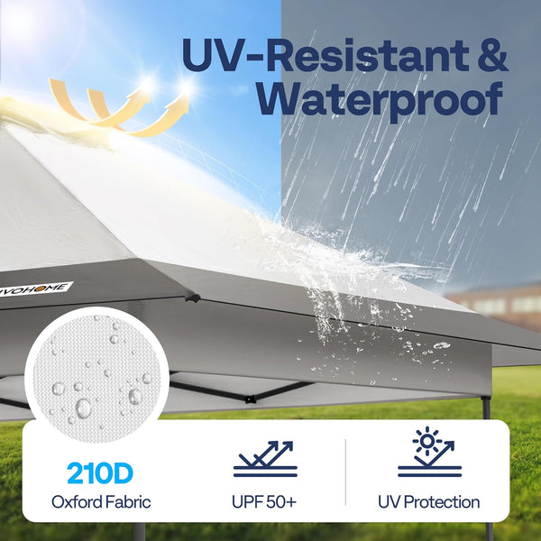 VIVOHOME Canopy Tent 3x3m Outdoor Shelter 2 Tiers Roof with Portable Wheel Carry Bag and 4 Sandbags Pop Up for Patio Garden Backyard