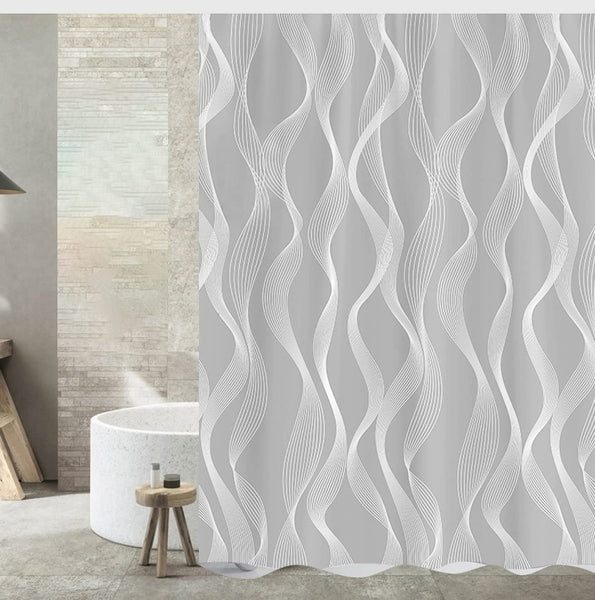 Tennove Shower Curtain 280 x 200cm Mildew Resistant Geometric Thick Polyester Fabric Bathroom Shower Curtain Waterproof Washable Bath Curtain with