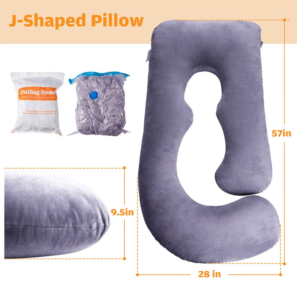 Chilling Home Pregnancy Pillows for Sleeping,U Shaped Maternity Pillow Pillow,55 inch Full Body Pillow Long Pillows for Sleeping, Maternity&Body Pillows for adults with Cover Velvet,Light Black