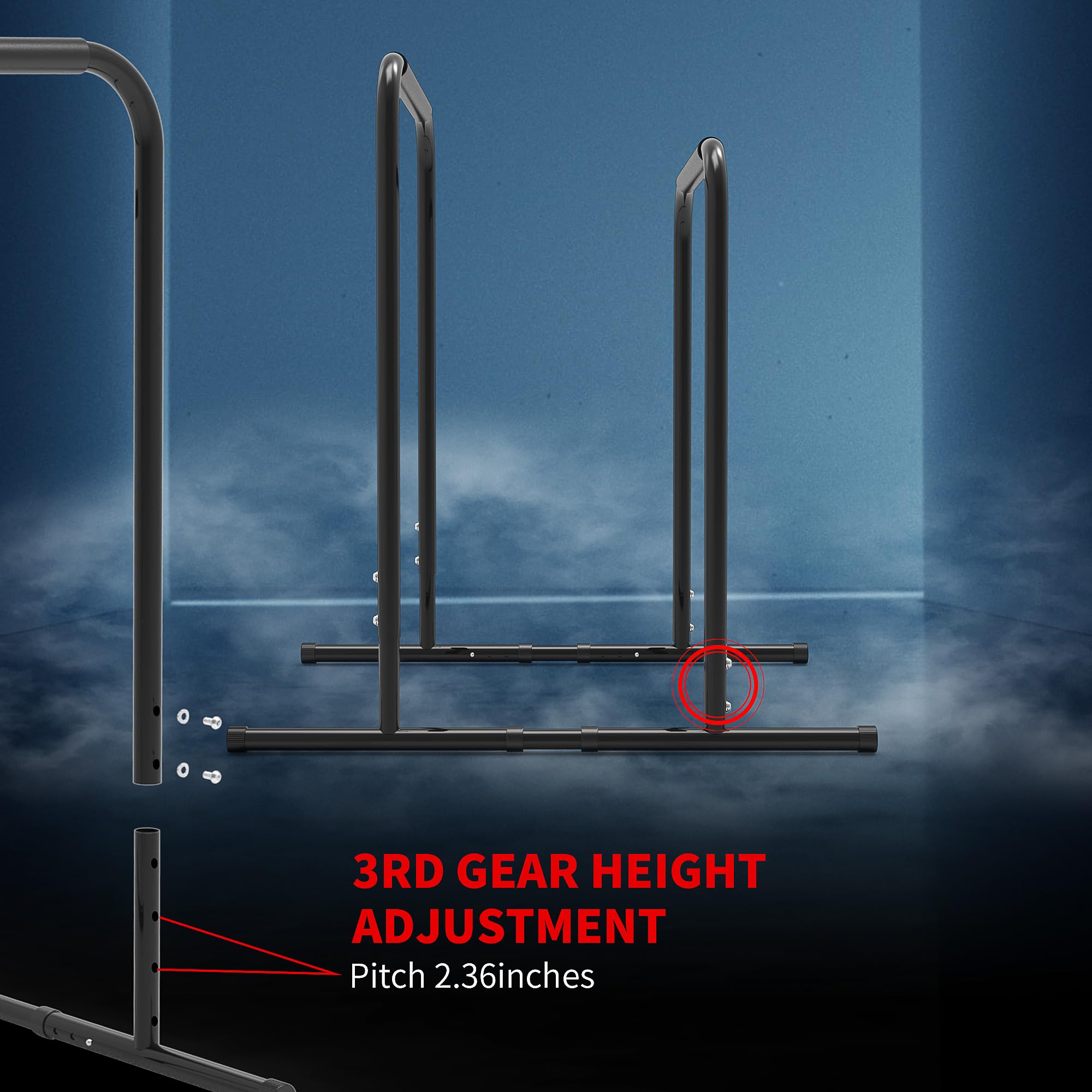 leikefitness Pull Up Dip Station Adjustable Height Strength Training Dip Stands Station Tricep Dips Push-Ups For Home Gym