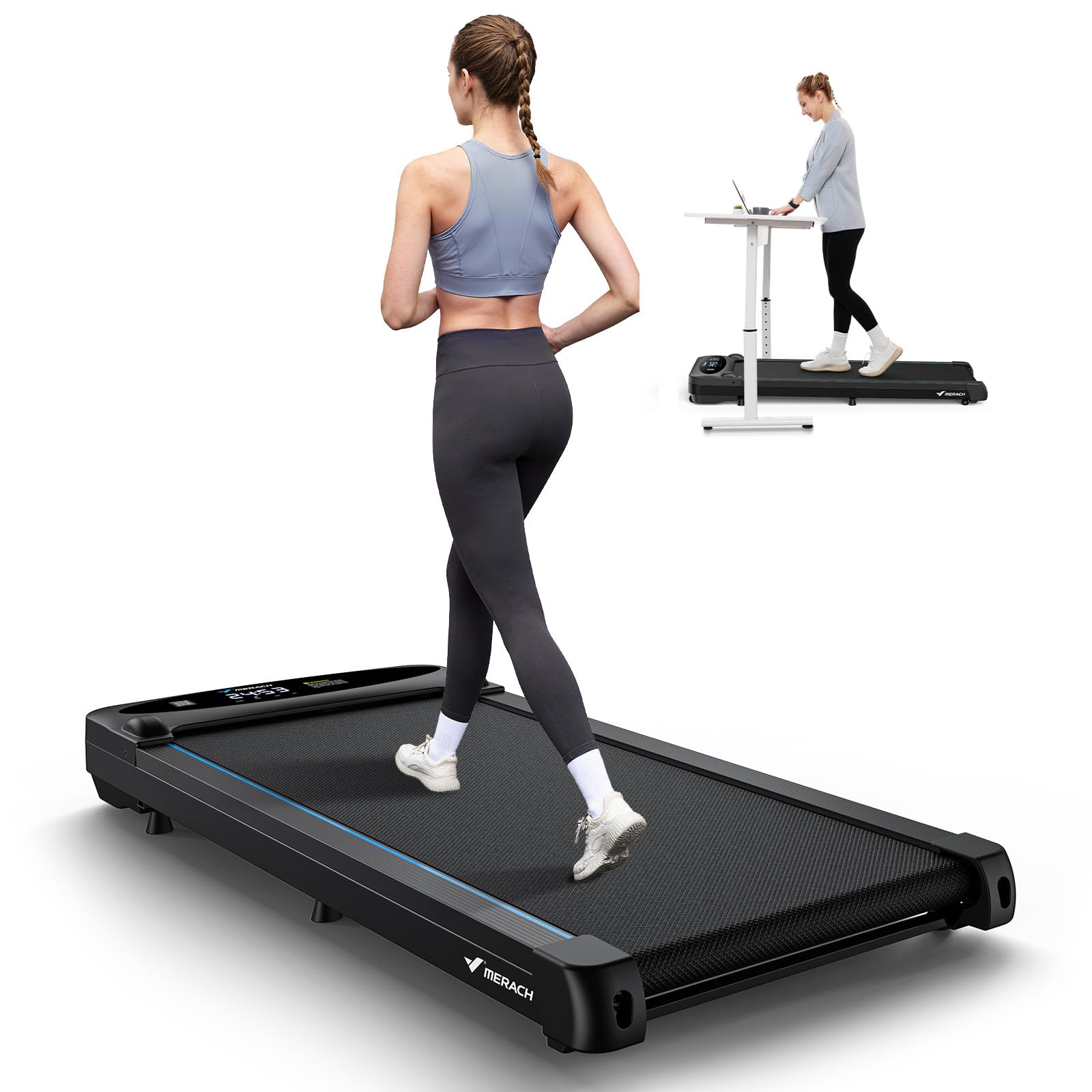 MERACH Walking Pad Treadmill for Home, Under Desk Treadmill, Walking Treadmills 3 in 1 for Home/Office, 265LBS Capacity, 2.75HP Portable Treadmills with Magnetic Remote Control, LED Display
