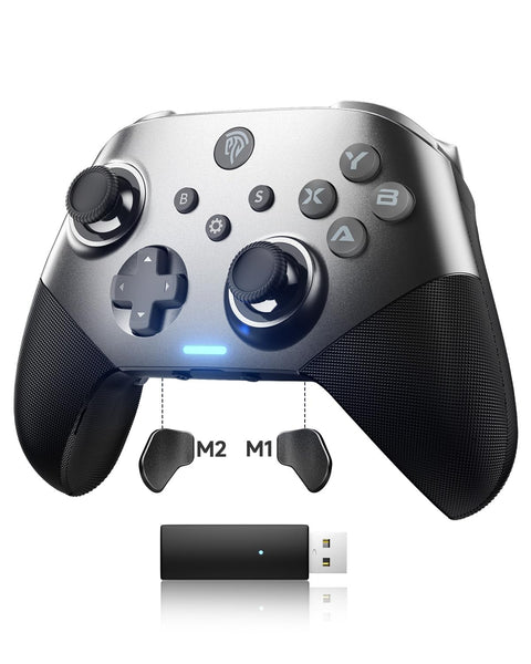 EasySMX Wireless Controller PC, X10 Bluetooth Game Controller Gaming Gamepad Joystick PC Windows Android TV ios Switch, Replacable Faceplate/Hall Effect Joysticks&Triggers,mechanical,40 Hours