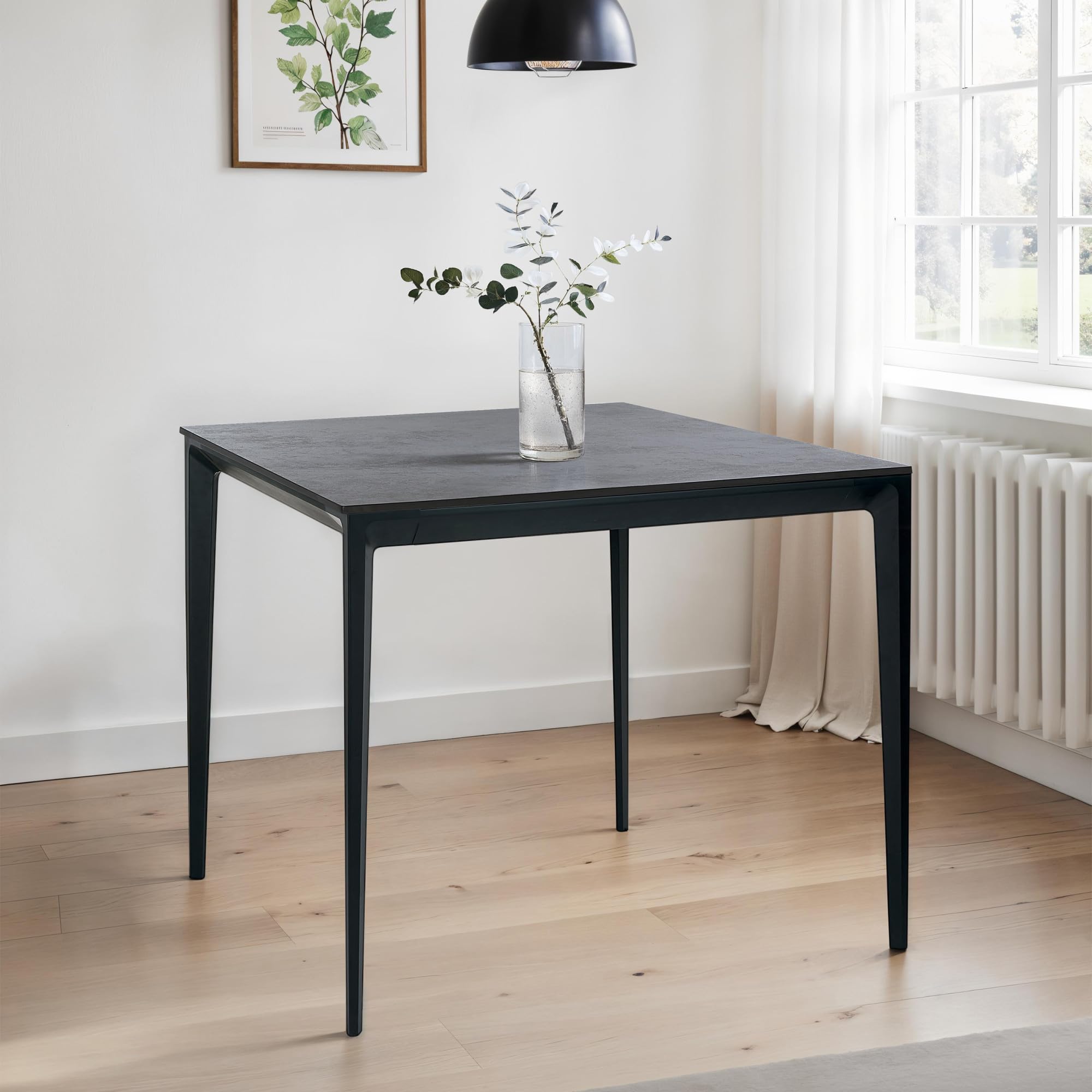 Julian Bowen Miami Square Stone Top Dining Table-Slate Grey, 76 x 80 x 80