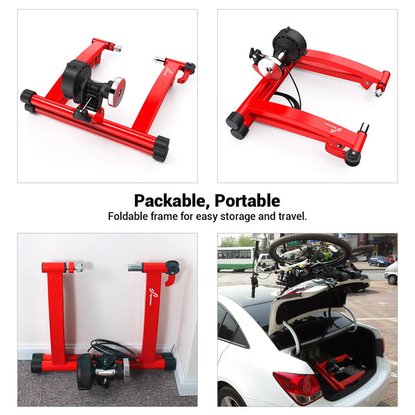 Turbo Trainer, Sportneer Bike Trainer with 6 Resistance Settings for Indoor Bike Trainer Stand Steel Bicycle Exercise Magnetic Stand with Noise