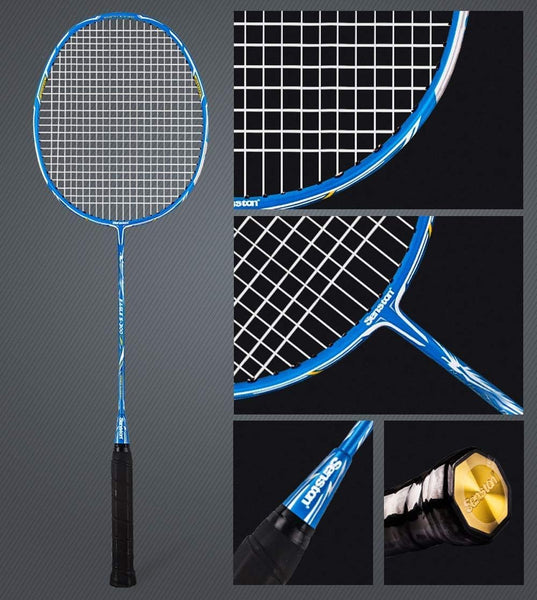 Senston 2 Pack Badminton Racket Set Graphite Full-Carbon Badminton Racquet With Premium Quality Protective Carry Case and 2 Overgrips