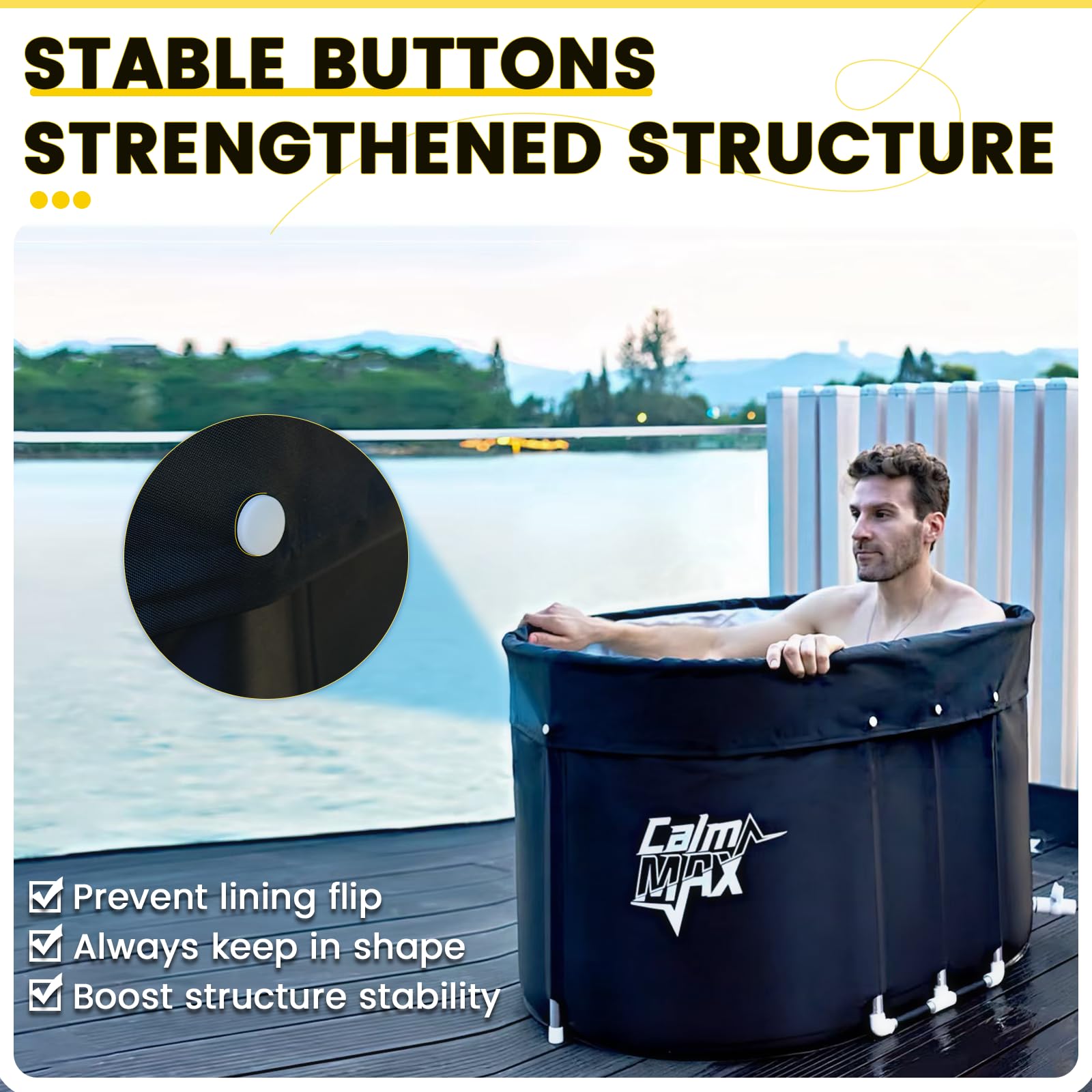 CalmMax Oval Ice Bath Tub with Lid for Athletes 492L Portable Cold Plunge Tub for Cold Water Therapy 5 Layers Ice Baths at Home Outdoor Gym - 105cm Long