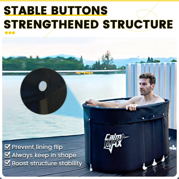 CalmMax Oval Ice Bath Tub with Lid for Athletes 492L Portable Cold Plunge Tub for Cold Water Therapy 5 Layers Ice Baths at Home Outdoor Gym - 105cm