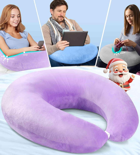 Reading Gaming Pillow for Bed Adult Kids: Lap Desk Pillow for Sitting in Bed/Sofa/Floor - Compact Arm Support Pillow for