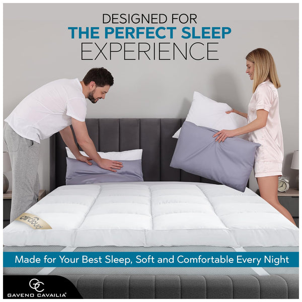 GC GAVENO CAVAILIA Quilted Mattress Topper King Size 10cm Deep | Hotel Quality King Size Mattress Topper 4 Inch Thick with Elastic Corner Straps |