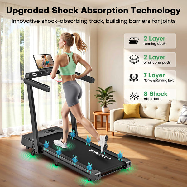 VANNECT Upgraded Walking Pad with 9/12% Incline, 1-10KM/H＆1-14KM/H Under Desk Treadmill, 2.75HP/3.0HP Quiet Jogging Running Walking Pad Treadmill with 330LBS & 400LBS Capacity, Magnetic Remote Control