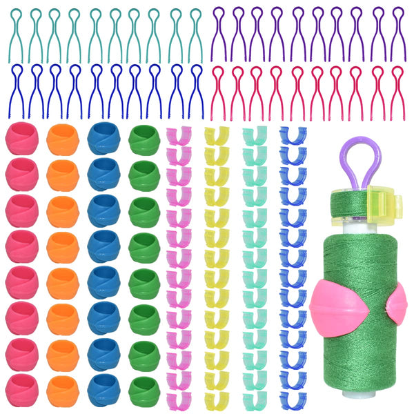 142 Pcs Bobbin Thread Organizing Clips, 70 Bobbin Holder Clips Color Thread Clips Holder, 32 Silicone Holder Bobbin Holders, 40 Bobbin Thread Holders