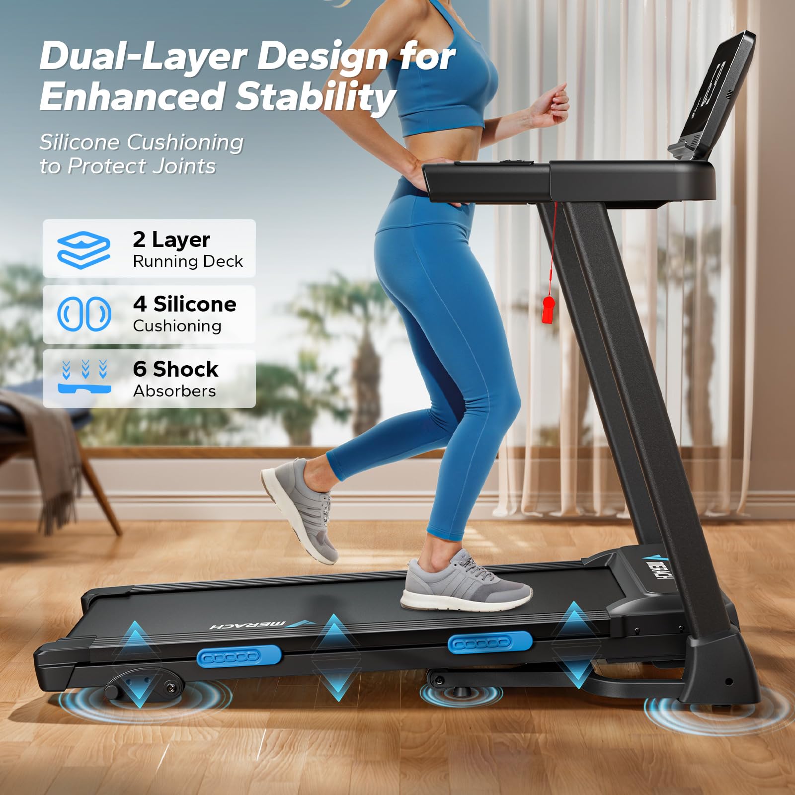 MERACH Foldable Treadmill with Incline, Treadmills for Home for Heavy People, 0.8-12 km/H Walking Pad Treadmill for Home & Office, Save Space, LED Display & Fitness App