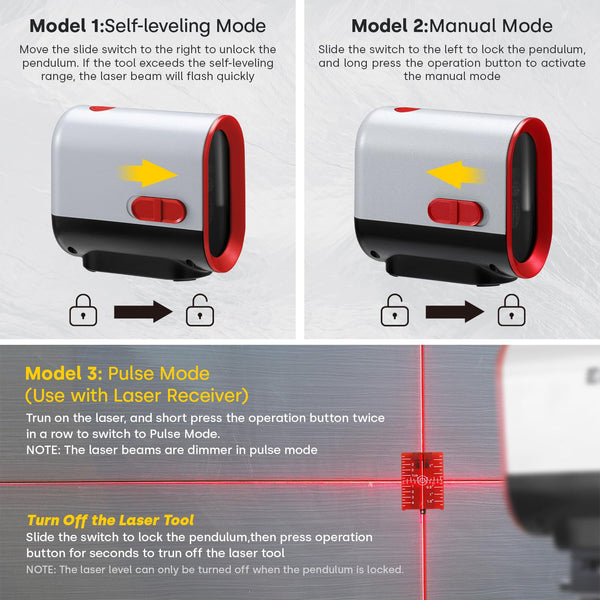 Enventor Rechargeable Laser Level, 25M 2200mAh Li-ion Battery Green Laser Level Self Leveling with Pulse Mode, 7 Hours Working Time, 360° Magnetic Base, Switchable Horizontal/Vertical/Cross line