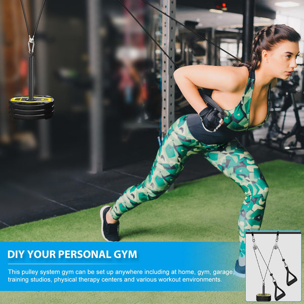 Cable Pulley System Home Gym, Weight Cable Pulley System Fitness Dual Cable Pulley Attachment Home Gym Equipment for LAT Pull Down, Arm Workout