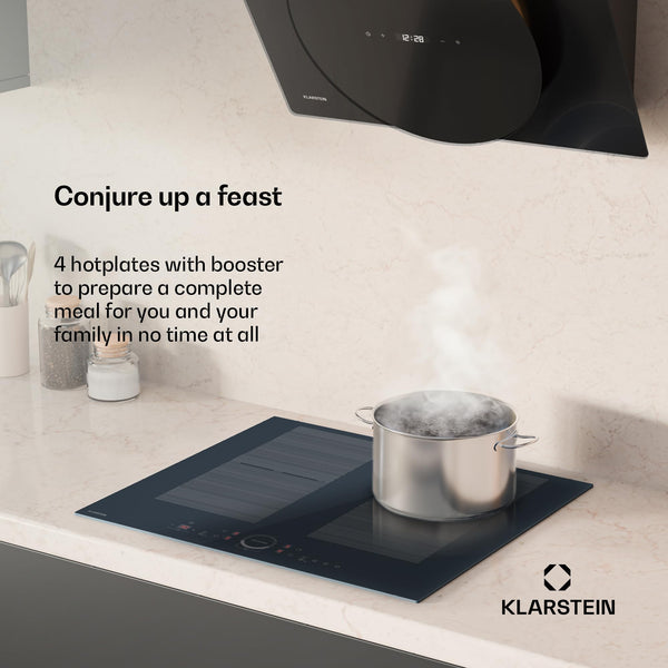 Klarstein Induction Hob, 7000W Electric Hobs Induction Cooker, 4 Ring Electric Pan Hob, Built-In Table Top Cookers w/ 4 Hobs, Touch Control, Inductions Heater Cooktops, Hot Plates for Cooking